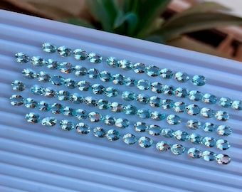 Natural Aquamarine Cut Stone Oval Shape Calibrated Lot All MM Size Aquamarine Faceted gemstone For Ring and Jewelry Making.