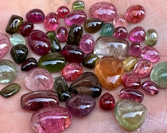 Multi Color Tourmaline Cabochon: Mix Loose Gemstone, Jewelry Making Calibrated Sizes)