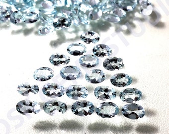Faceted Aquamarine Gemstone Lot - Calibrated Oval Cut Stones