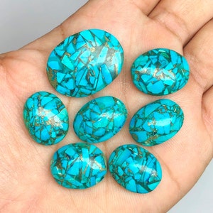 Blau Kupfer Türkis Oval Cabochon Poliert Lose Edelstein Lot Regalite gefärbt, handpoliert SchmuckHerstellung Edelstein.