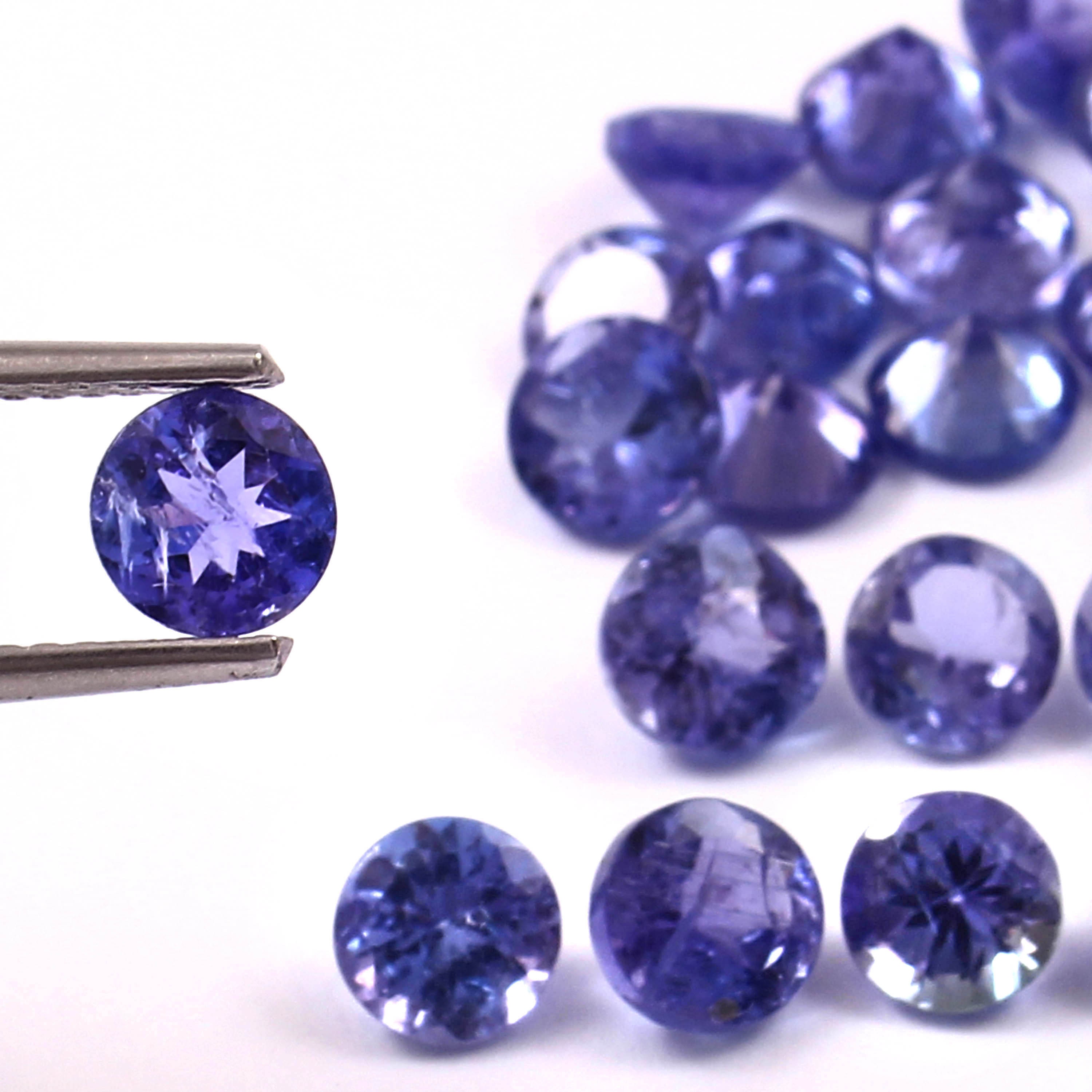 Tanzanite Round Shape Gemstone faceted Cut Stone, Calibrated, 2 mm, 3 mm, 4 mm, 5 mm. Size Tanzanite Natural Round Loose Gemstone Jewellery.