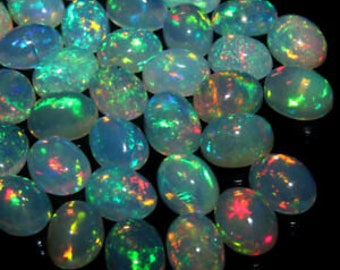 6x8 MM, Oval Ring Size Opal, Ethiopian Opal Wholesale Price Lot Multi Flashy Fire Opal Cabochon Gemstone Lot For Making Ring and Jewelry.