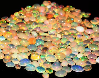 Natural Ethiopian Opal Oval Cabochon Lot, Multi Fire Welo Opal