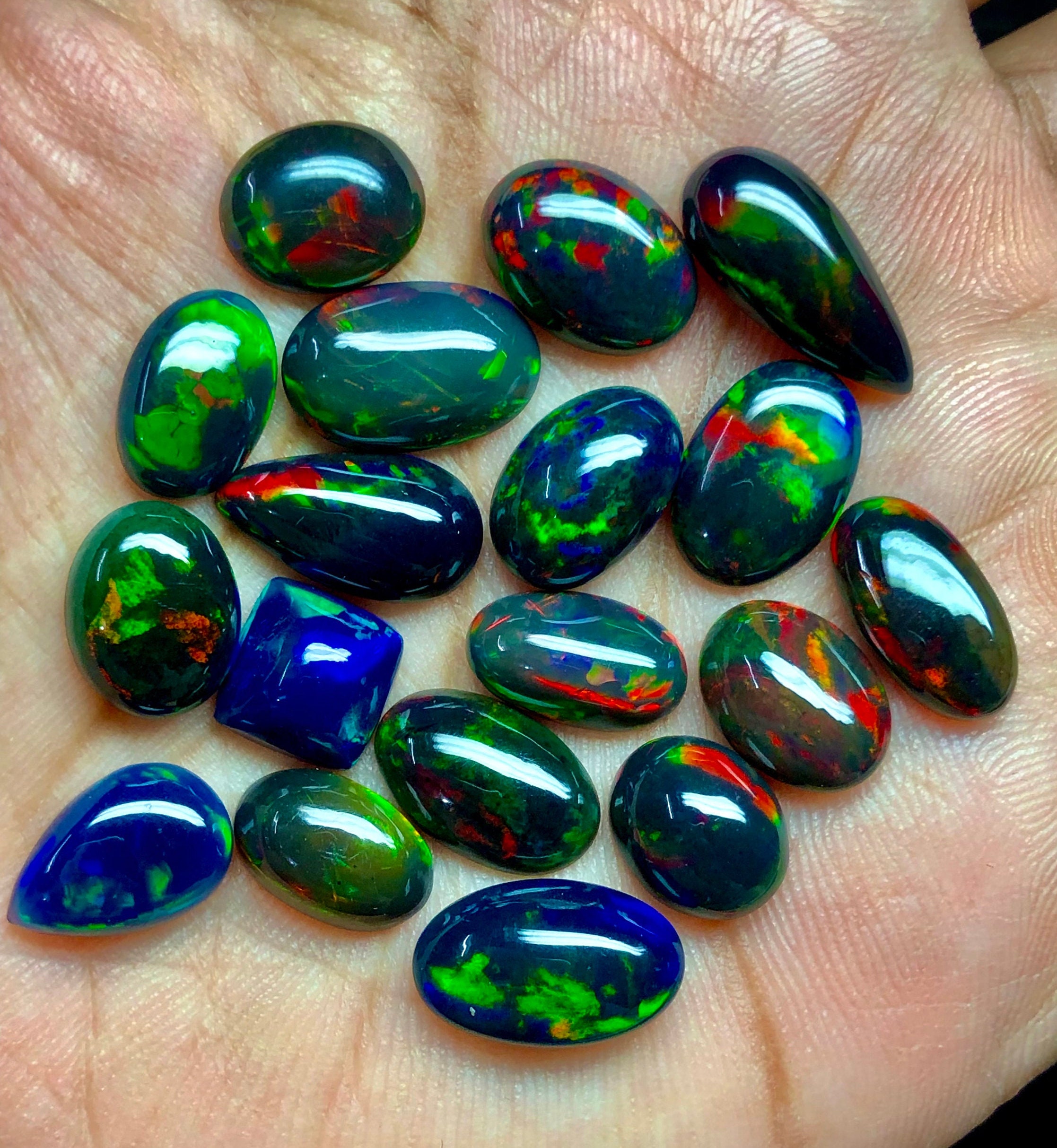 Black Opal Lot, Opal Cabochon Opal Rare Black Ethiopian Opal