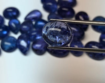 Lot De 11 Pierres Tanzanite Naturelles En Cabochon Rond - 6,65 Carats - Pour Bijouterie - Neuf