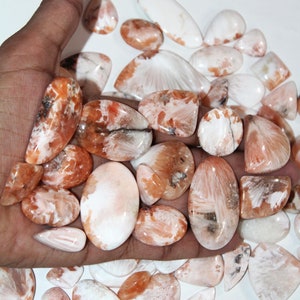 Lote de quilogramas a granel Lote de scolecite natural Cabochão Lote de scolecite de pedras preciosas, lote de formas mistas Lote de atacado de pedras preciosas a granel.