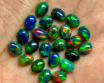 Ethiopian Black Opal Calibrated cabochon multi Fire Opal Oval Shape gemstone Lot Rare Quality opal Cabochon AAA Natural Ethiopian fire Opal.