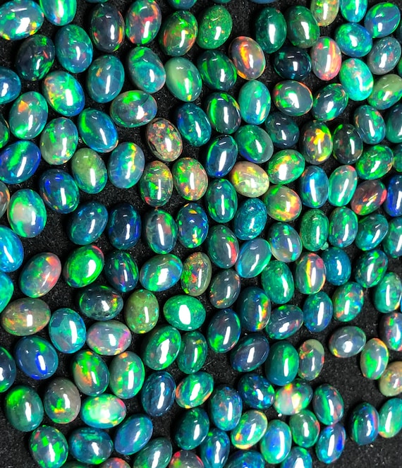 Opale 7 X 5 Mm - Opale Di Fuoco Etiope Nero Naturale - Opale Nero - Foto 12