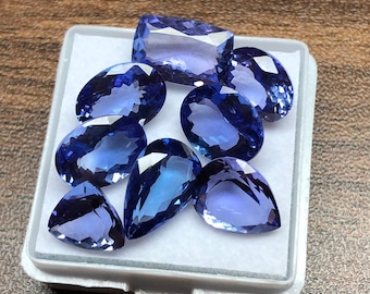 AAA Tanzanite Faceted Loose Gemstone Lot: Mixed Shapes, Carat Weight