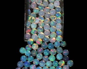 Opal fire calibrated opal, 7x7 MM. Ethiopian Opal Round Shape Wholesale Price Opal Lot Multi Flashy Opal Gemstone, Ring Size Opal Jewelry.