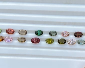Multi tourmaline Oval, 5 Pcs. faceted stone, 6x4 mm. natural Multi Tourmaline Loose Gemstones October Birthstone, Making Jewelry.