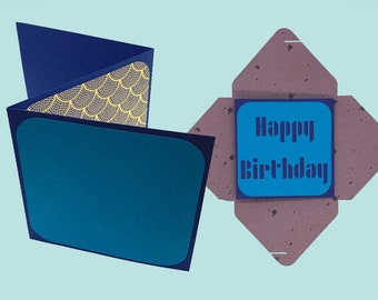 Square Fold Card SVG Template – Birthday & Blank Panels (Digital Download)