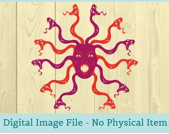 Medusa Snake Head SVG, Gothic Halloween Decoration (Digital File)
