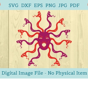Cabeça de cobra Medusa única Destaque gótico svg decoração de halloween cricut arquivo de corte em camadas horror svg