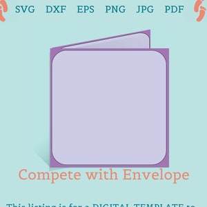 Digital Blank Square Card SVG complete with Envelope (4.75x4.75") - lining, front panel & no glue envelope SVG's - tested on Cricut