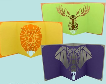Geometric Animal Pop-Up Card Bundle, Cricut SVG (Digital Download)