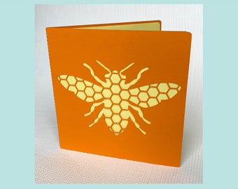 Bee Greeting Card SVG Template, Square Folded Design (Digital Download)