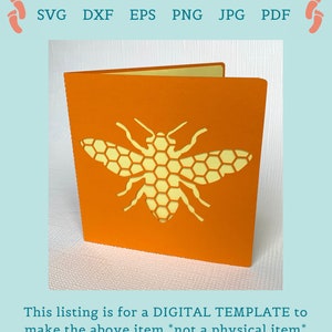 Digitale bij-wenskaart vierkante SVG-ontwerp voering. Directe download met slimme envelop en keuze uit partituur of streepje voor vouwen