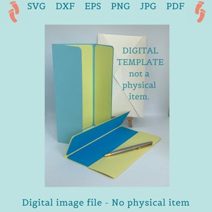 Grußkarte digitale Vorlage Mitteltor Faltkarte SVG 13 x 21 cm gefaltet mit Panels und Umschlag - Cricut Score-Tool oder Dash-Datei