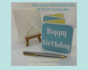 Blank Greeting Card SVG four panel folds to 3.75” square - Blank and Birthday panels both included, one piece no glue envelope SVG - Cricut