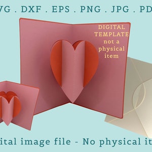 Tarjeta de felicitación de San Valentín con forma de corazón emergente SVG de 5 x 7 pulgadas con forro innovador sobre de una sola pieza