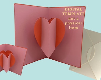 Pop-Up Heart Valentine Card SVG with One-Piece Envelope (Digital Download)