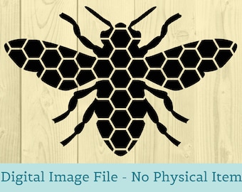 Geometric Honeycomb Bee SVG – Insect Design Template (Digital Download)
