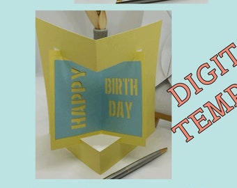 Open Book Pop-Up Card SVG, 5x7 Greeting Card Template (Digital Download)