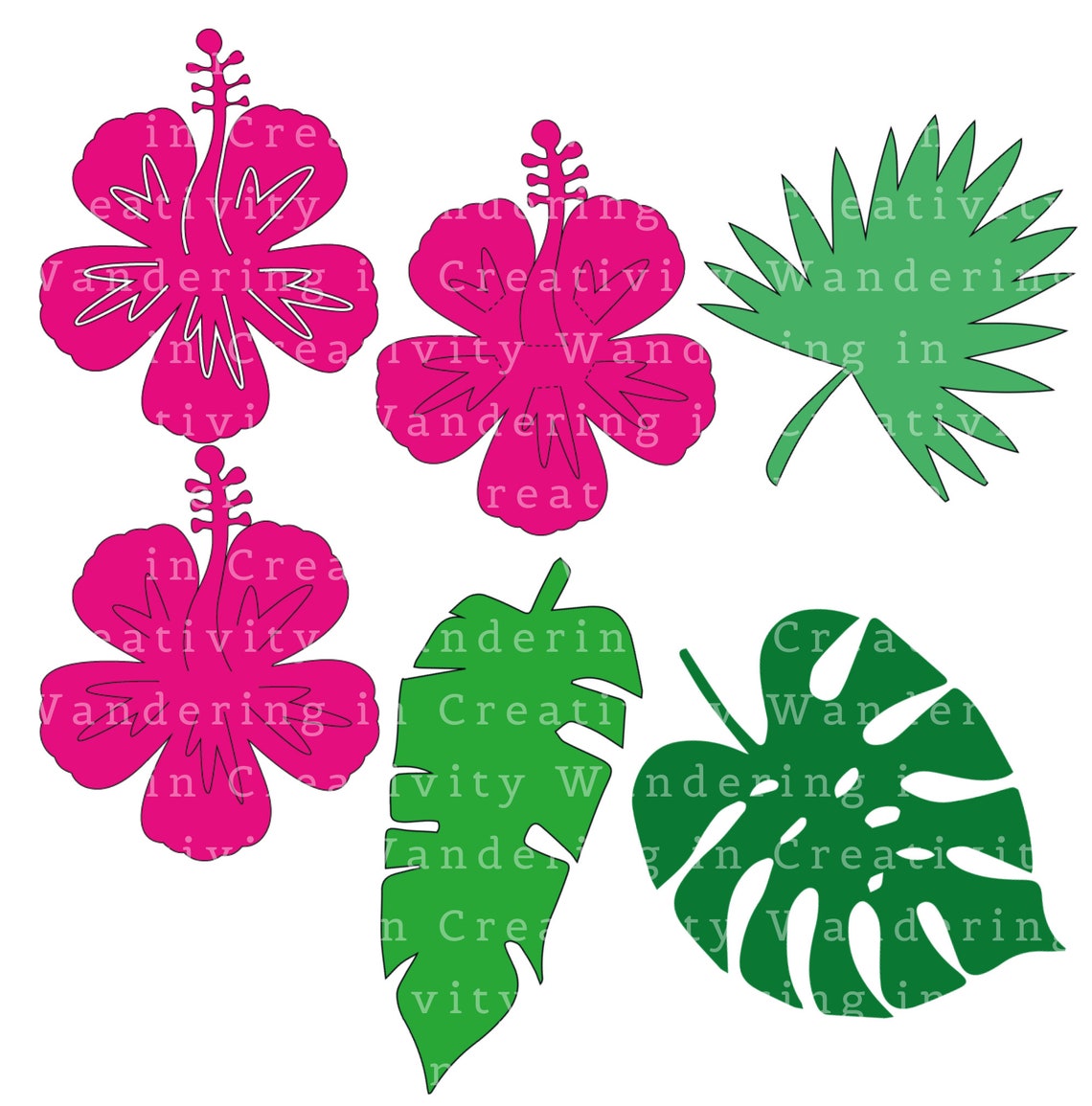 Download Hibiscus SVG with tropical leaf svg includes 3d flower | Etsy