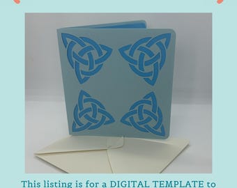 Celtic Triangle Card SVG Template, Square Card, Insert, Envelope (Digital Download)