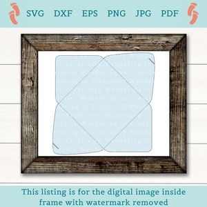 May include: A digital image of a light blue envelope design, framed in a rustic brown wooden frame. The envelope design is on a white background. The image includes the text "SVG, DXF, EPS, PNG, JPG, PDF". The text "This listing is for the digital image inside frame with watermark removed" is also included.