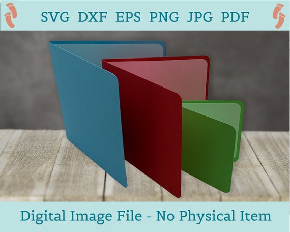 Square Greeting Card SVG Bundle, Three Sizes, No-Glue Envelope (Digital Download)