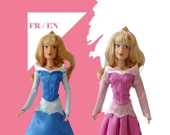 Padrão de vestido inspirado em Aurore para boneca