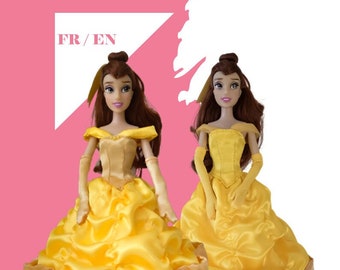 Padrão de vestido inspirado em Belle para boneca
