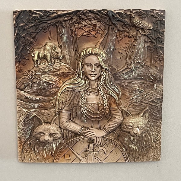 Moule pour plaque murale mythologie viking, moule en latex inspiré de la déesse Freya pour la maison ou le jardin