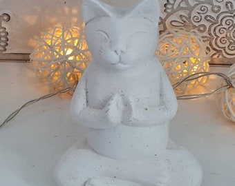 Molde de látex para un adorno de gato meditando zen, molde para yeso o concreto, hogar o jardín