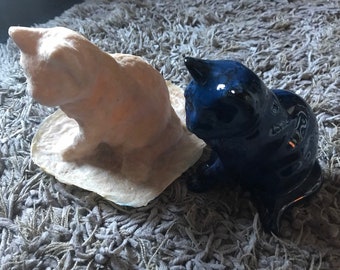 Adorno de gato sentado hecho a mano, molde de látex: hormigón o yeso