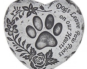 Paw Prints Heart Plaque Latex Mould: Pet Memorial, Plaster Concrete Mold