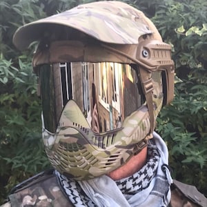 Custom Made MTP Camo Full Face Helmet, Inspired by Halo, Paintball Airsoft Cosplay