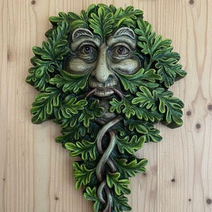 Grüner Mann Wandschild Latexform, Fantasy Baum Gesicht Kunst