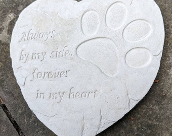 Pet Memorial Heart Dog Paw Print Stepping Stone Latex Mould - Always By Side Forever In Heart
