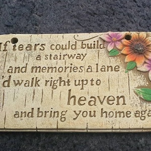 Heaven Latex Mould to create this Floral Memorial Wall Plaque, Mold for Plaster or Concrete