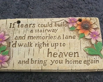 Heaven Latex Mould to create this Floral Memorial Wall Plaque, Mold for Plaster or Concrete