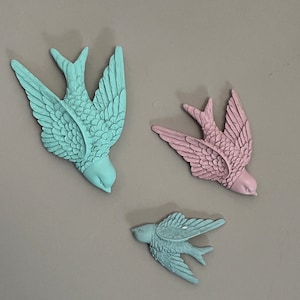 Latex Moulds to make these 3 Retro Swallow Birds wall Hangings Plaques Home, Mold for Concrete or Plaster