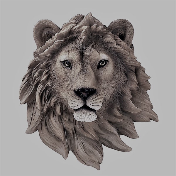 BEST SELLING 3D Large Lion Head Plaque Latex Mould, Home or Garden Wall Plaque Rubber Mold for Plaster or Concrete