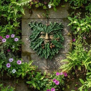 Green Man plack latexform, trädansikte, harts, gips och betong, handgjord gjutform