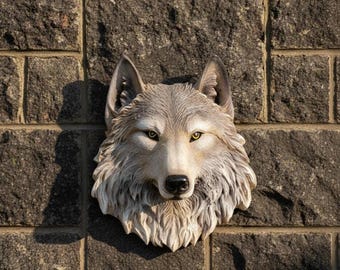3D Wolf Head Latex Mould, Plaster Concrete Wall Plaque Mold