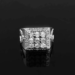 925 sterling silver ring Moissanite Sterling Silver ring Moissanite Diamond ring gift for him Moissanite Men&#39;s ring Moissanite Wedding Ring