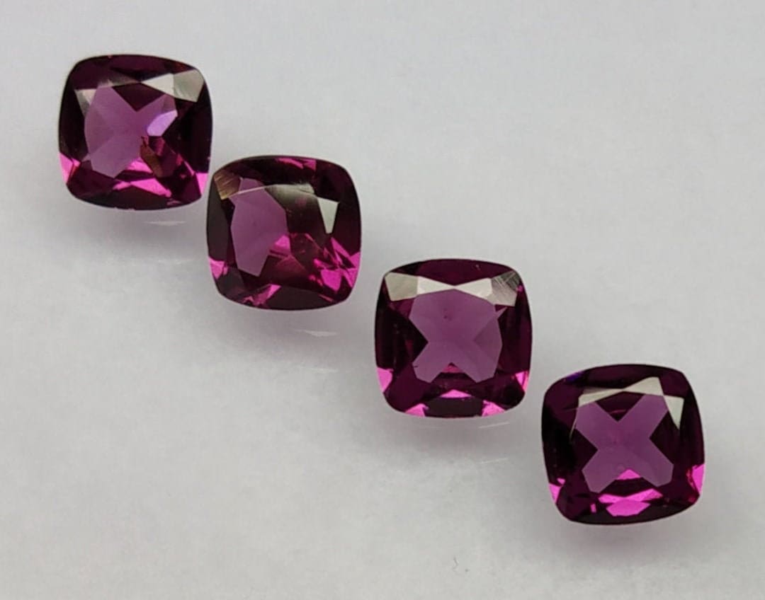 Natural Purple Rhodolite Garnet Faceted Cushion Shape Loose Gemstone 5× ...