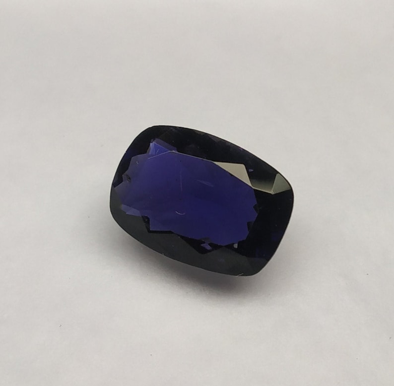 violet blue colour Iolite cushion gemstone Natural Iolite faceted Cushion shape loose gemstone 3.10 carat 8.5\u00d711.7\u00d75 mm VVS quality AAA